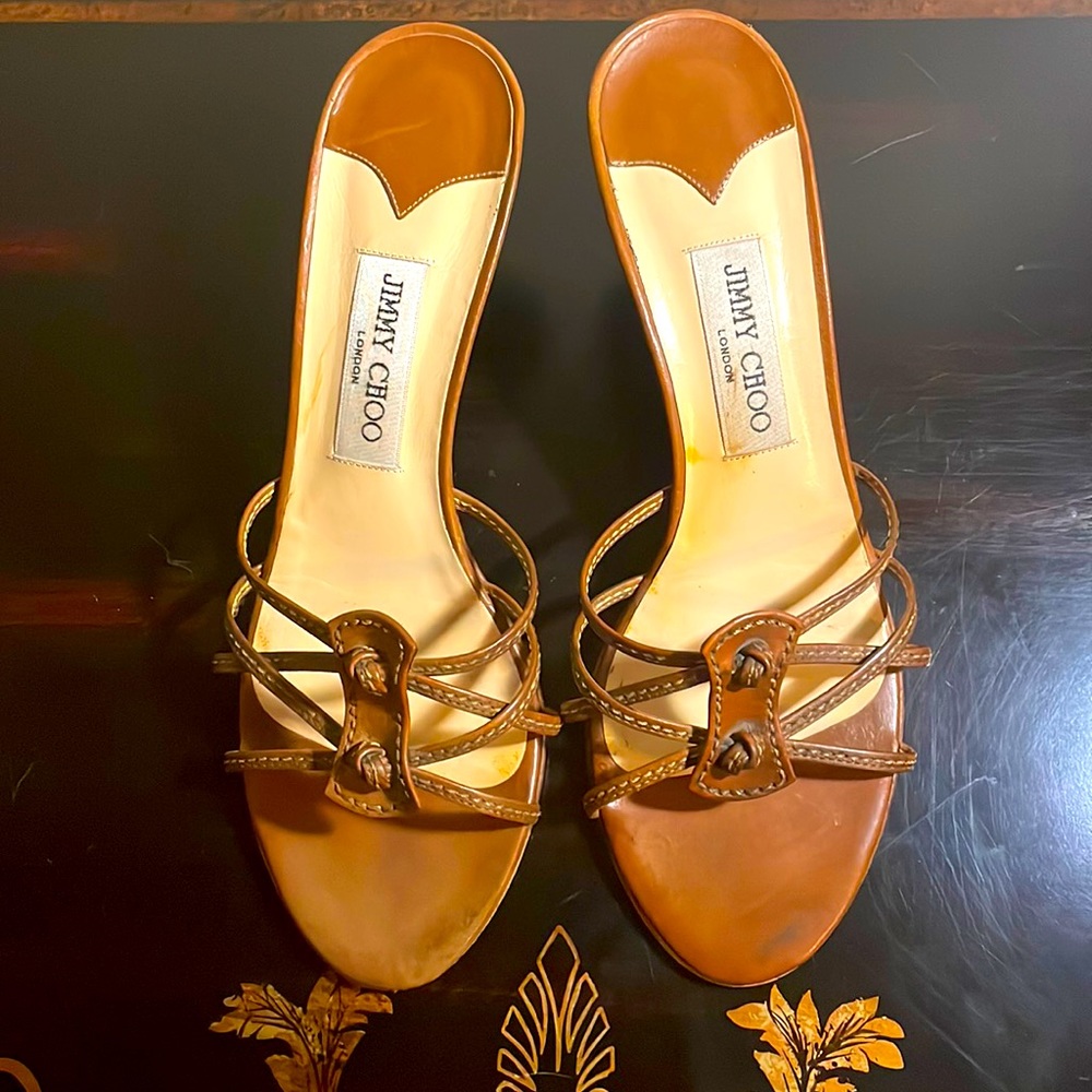 Jimmy Choo Size 39.5 Size shoe 9.5 US Slip in Heels Great Condition